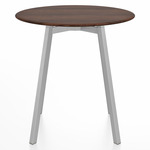 SU Round Cafe Table - Clear Anodized Aluminum / Walnut Plywood