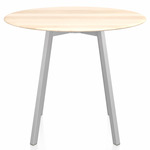 SU Round Cafe Table - Clear Anodized Aluminum / Accoya Wood