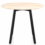 SU Round Cafe Table - Black Anodized Aluminum / Accoya Wood