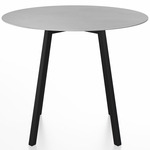 SU Round Cafe Table - Black Anodized Aluminum / Hand Brushed Aluminum