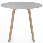SU Round Cafe Table - Oak / Hand Brushed Aluminum