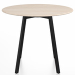 SU Round Cafe Table - Black Anodized Aluminum / Ash Plywood