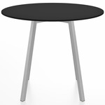 SU Round Cafe Table - Clear Anodized Aluminum / Black HPL