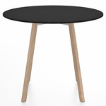 SU Round Cafe Table - Oak / Black HPL