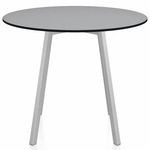 SU Round Cafe Table - Clear Anodized Aluminum / Grey HPL