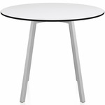 SU Round Cafe Table - Clear Anodized Aluminum / White HPL