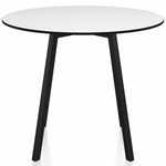 SU Round Cafe Table - Black Anodized Aluminum / White HPL