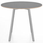 SU Round Cafe Table - Clear Anodized Aluminum / Grey Laminate Plywood