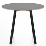 SU Round Cafe Table - Black Anodized Aluminum / Grey Laminate Plywood