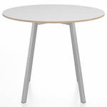 SU Round Cafe Table - Clear Anodized Aluminum / White Laminate Plywood