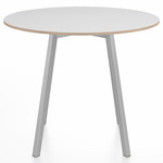 SU Round Cafe Table - Clear Anodized Aluminum / White Laminate Plywood