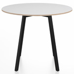 SU Round Cafe Table - Black Anodized Aluminum / White Laminate Plywood