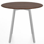 SU Round Cafe Table - Clear Anodized Aluminum / Walnut Plywood