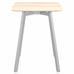 SU Square Cafe Table - Clear Anodized Aluminum / Accoya Wood