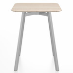 SU Square Cafe Table - Clear Anodized Aluminum / Ash Plywood