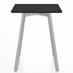 SU Square Cafe Table - Clear Anodized Aluminum / Black HPL