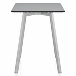 SU Square Cafe Table - Clear Anodized Aluminum / Grey HPL