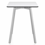 SU Square Cafe Table - Clear Anodized Aluminum / White HPL