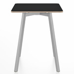 SU Square Cafe Table - Clear Anodized Aluminum / Black Laminate Plywood