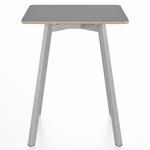 SU Square Cafe Table - Clear Anodized Aluminum / Grey Laminate Plywood