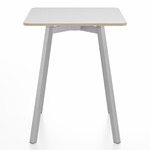 SU Square Cafe Table - Clear Anodized Aluminum / White Laminate Plywood