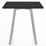SU Square Cafe Table - Clear Anodized Aluminum / Black HPL