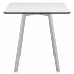 SU Square Cafe Table - Clear Anodized Aluminum / White HPL