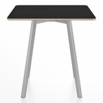 SU Square Cafe Table - Clear Anodized Aluminum / Black Laminate Plywood