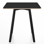 SU Square Cafe Table - Black Anodized Aluminum / Black Laminate Plywood