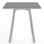 SU Square Cafe Table - Clear Anodized Aluminum / Grey Laminate Plywood