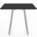 SU Square Cafe Table - Clear Anodized Aluminum / Black HPL