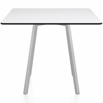 SU Square Cafe Table - Clear Anodized Aluminum / White HPL