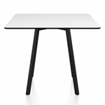 SU Square Cafe Table - Black Anodized Aluminum / White HPL