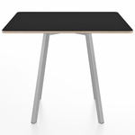 SU Square Cafe Table - Clear Anodized Aluminum / Black Laminate Plywood