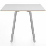 SU Square Cafe Table - Clear Anodized Aluminum / White Laminate Plywood