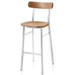 Utility Bar/ Counter Stool - Hand Brushed Aluminum / White Oak