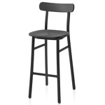 Utility Bar/ Counter Stool - Black Powder Coated Aluminum / Dark Stained Ash