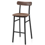 Utility Bar/ Counter Stool - Black Powder Coated Aluminum / Walnut Plywood