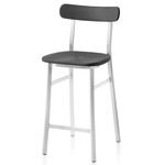 Utility Bar/ Counter Stool - Hand Brushed Aluminum / Dark Stained Ash