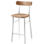 Utility Bar/ Counter Stool - Hand Brushed Aluminum / White Oak