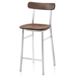 Utility Bar/ Counter Stool - Hand Brushed Aluminum / Walnut Plywood