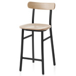 Utility Bar/ Counter Stool - Black Powder Coated Aluminum / Ash Plywood