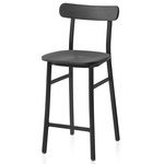 Utility Bar/ Counter Stool - Black Powder Coated Aluminum / Dark Stained Ash