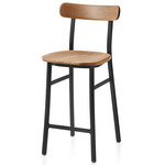 Utility Bar/ Counter Stool - Black Powder Coated Aluminum / White Oak
