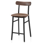 Utility Bar/ Counter Stool - Black Powder Coated Aluminum / Walnut Plywood