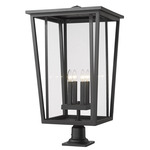 Seoul Outdoor Pier Light with Traditional Base - Black / Clear
