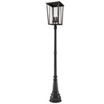 Seoul Outdoor Post Light with Decorative Post - Black / Clear