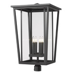 Seoul Outdoor Post Light with Round Fitter - Black / Clear