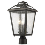 Bayland Outdoor Post Light with Round Fitter - Oil Rubbed Bronze / Clear Seedy