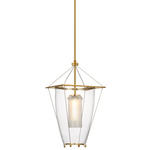 Ovalle Lantern Pendant - Antique Brass / Clear